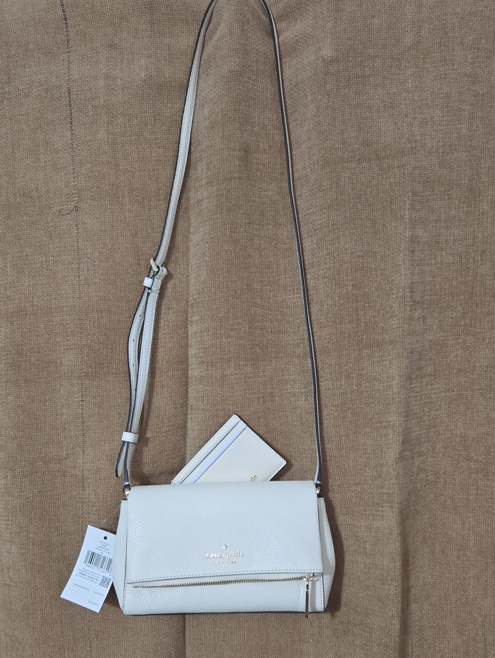 kate spade White Pebbled Leather Crossbody Bag